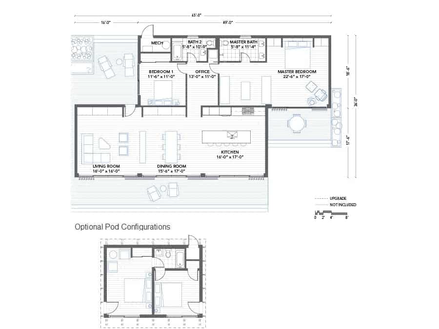 Blu Homes Glidehouse prefab home floor plan.