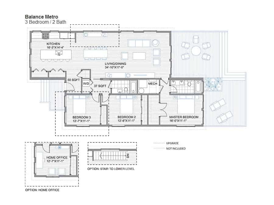 Blu Homes Balance Metro prefab home floor plan.