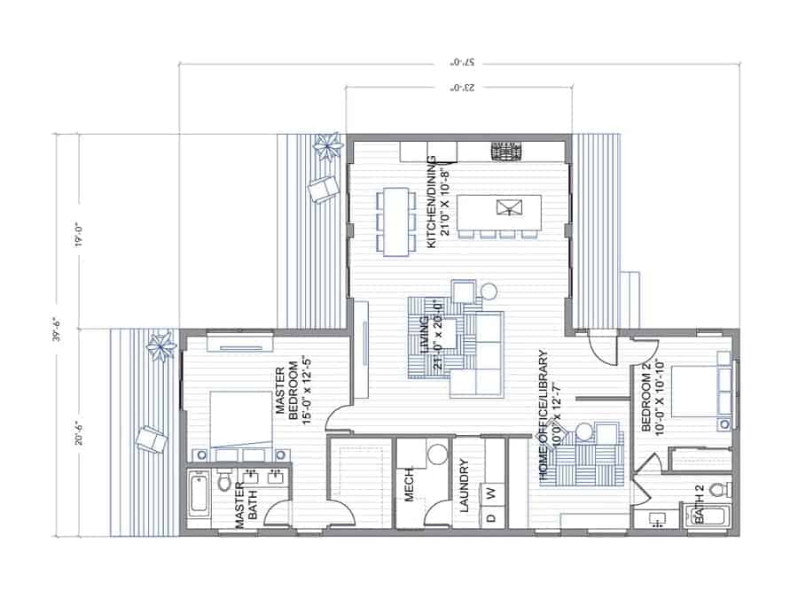 Blu Homes Breeze Aire prefab home floor plan.