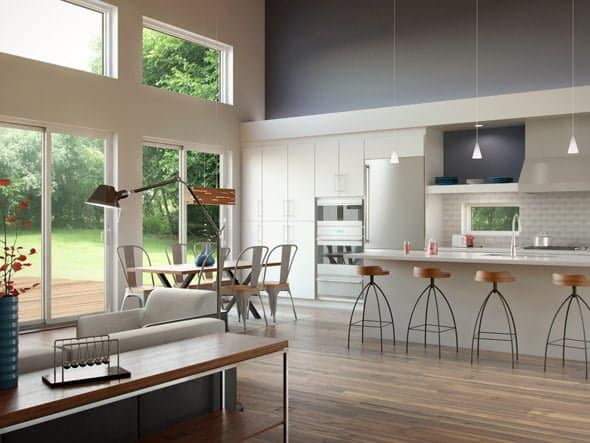 Blu homes Breeze Aire prefab home rendering of kitchen.