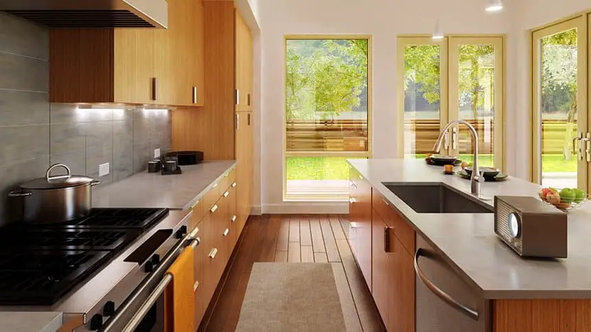Blu Homes Sidebreeze prefab home view of kitchen.
