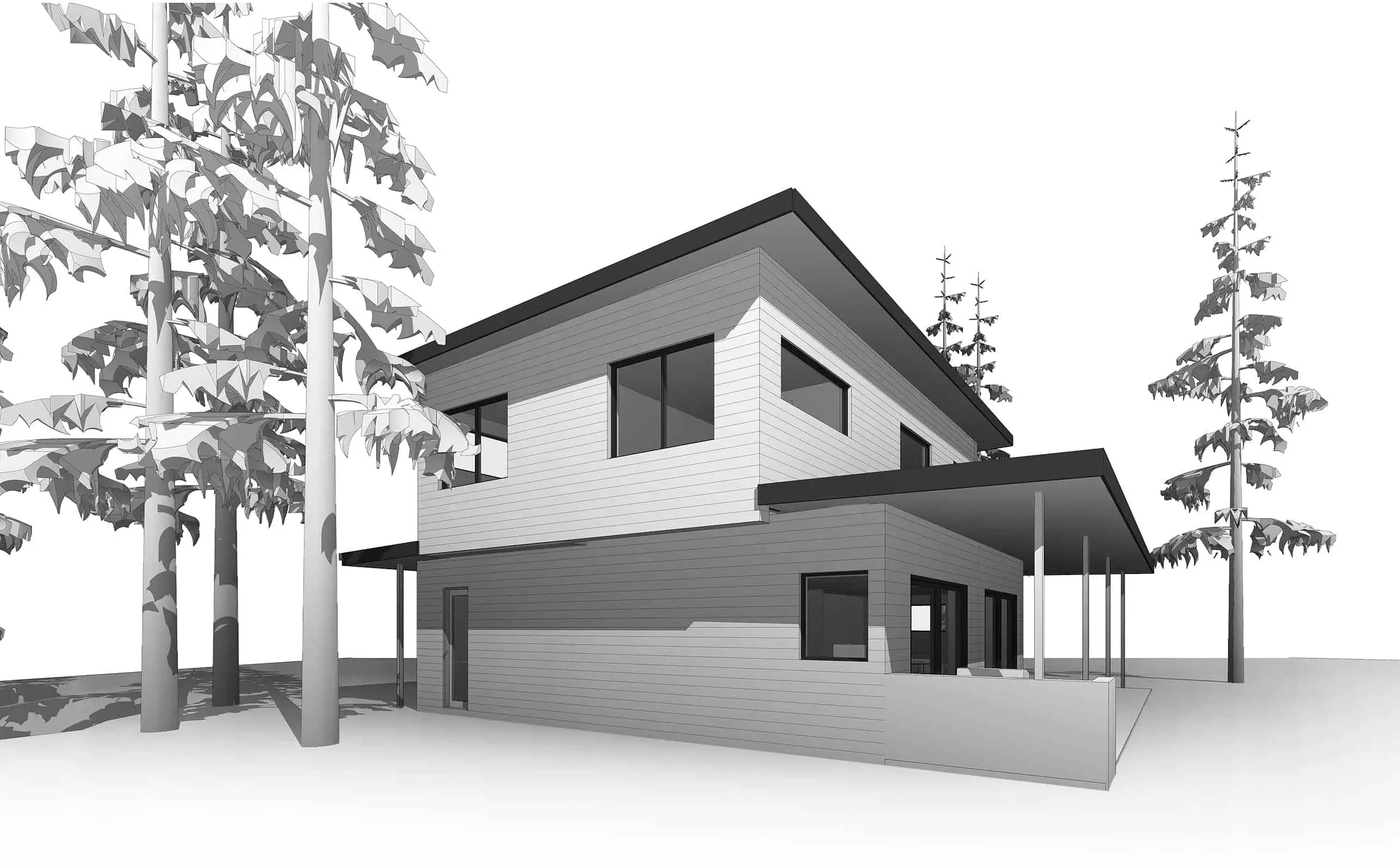 Dvele Hoyde modern prefab home model - right side elevation.