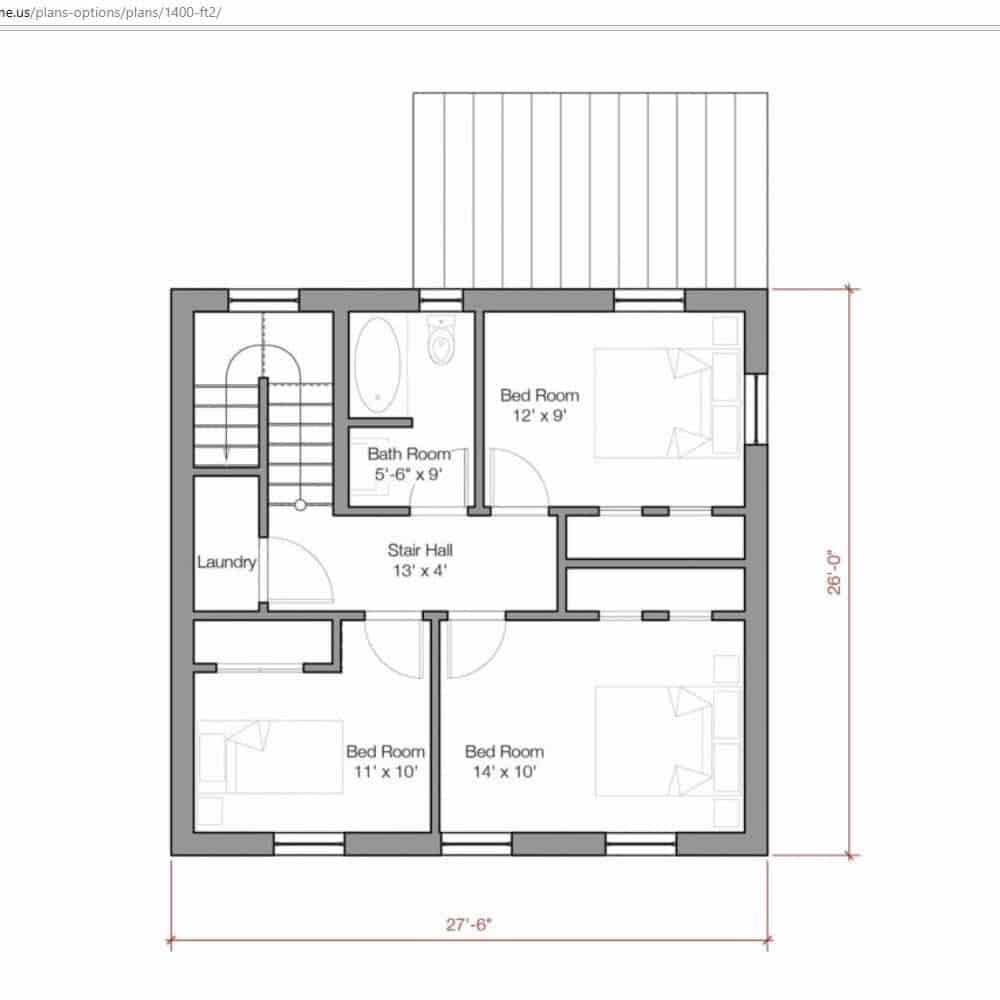 Go Home 1400 sq ft prefab home model by Go Logic floor plans second level