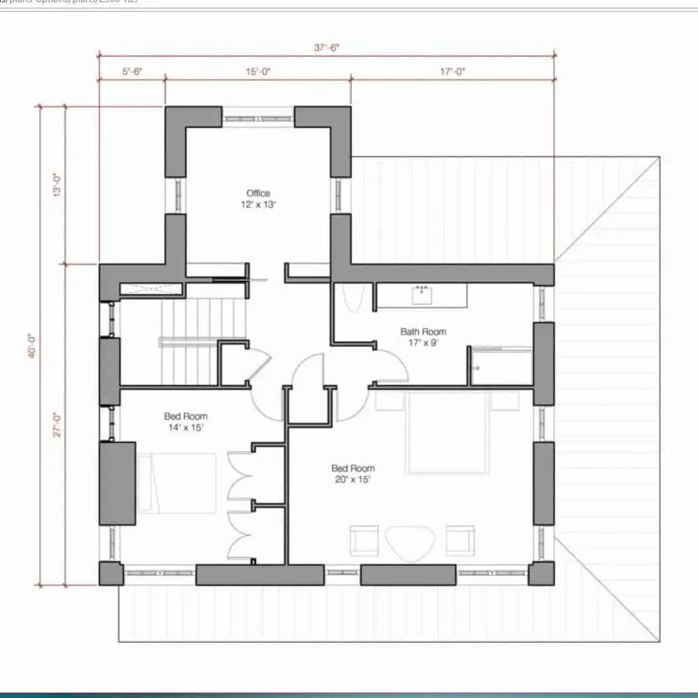 Go Home 2500 sq ft by Go Logic prefab home second level floor plan.