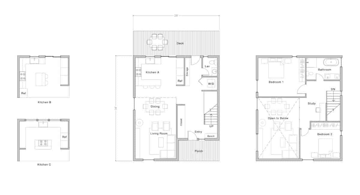 NODE Juniper modern prefab home 1500 sq ft Floor Plan