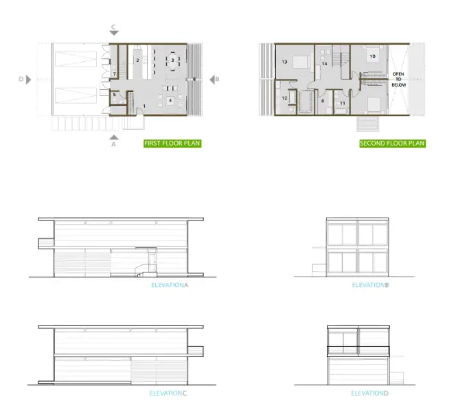 LivingHomes CK4.1 prefab home plans and elevation.