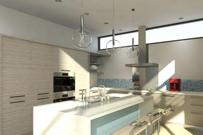 LivingHomes CK7 prefab home - interior rendering.