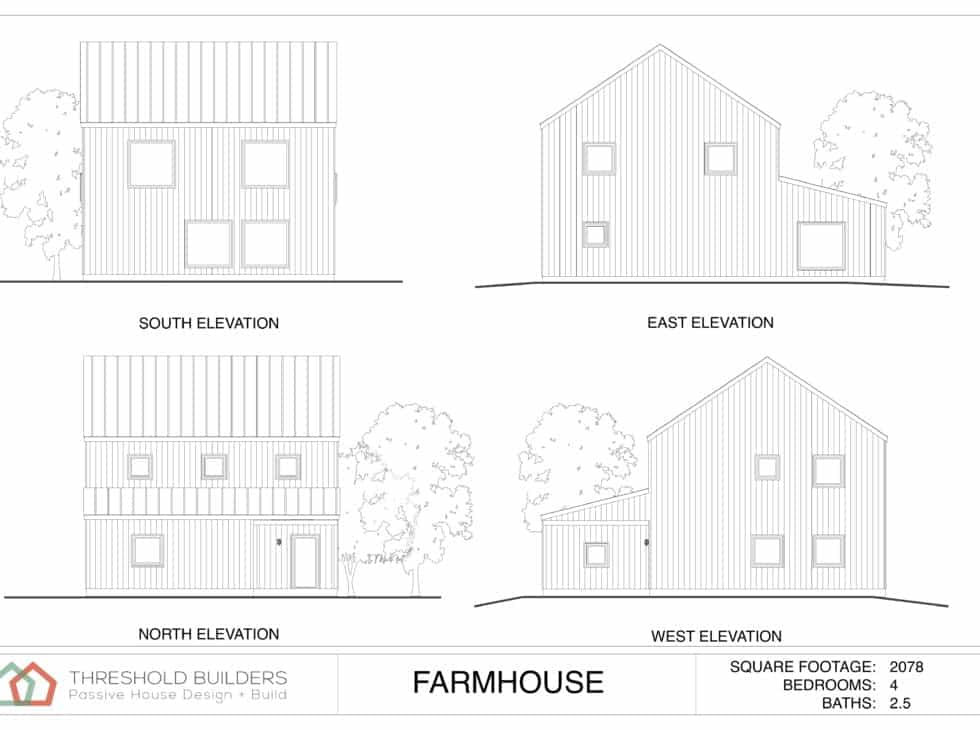Threshold Builders Farmhouse elevations.